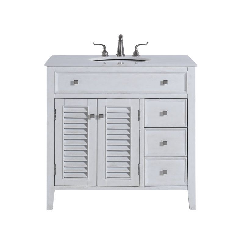 Rosecliff Heights Adelbert 36'' Single Bathroom Vanity with Marble Top